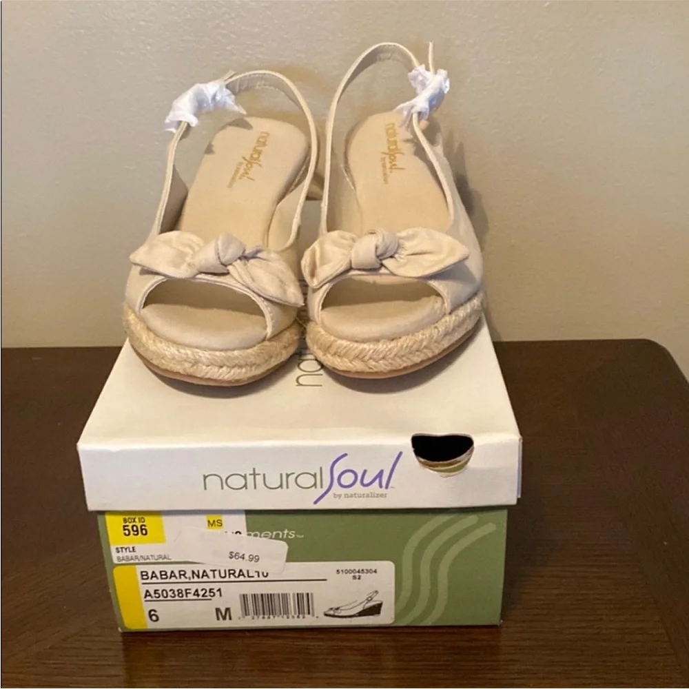 Natural Soul Women's Cream Espadrille Sandals with Slingback and Bow